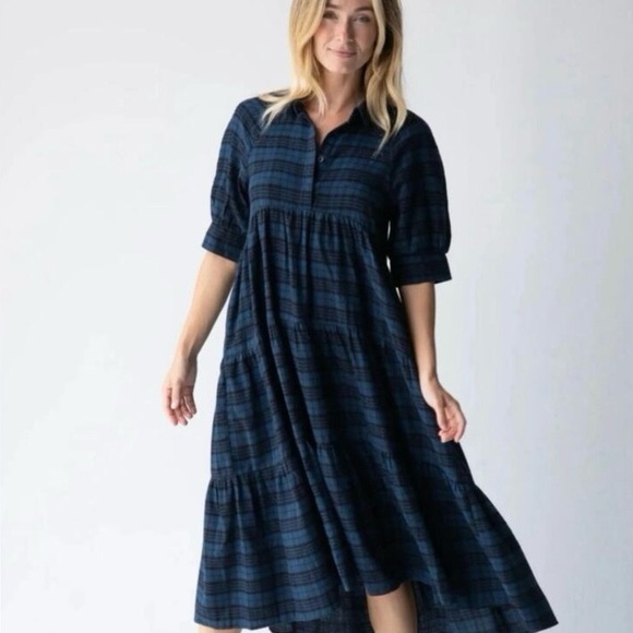 NATURAL LIFE Dresses & Skirts - Natural Life Rebecca Midi Flannel Dress S Plaid Country Western Tiered Boho Soft